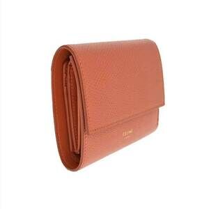 Celine fold Compact Wallet Leather Terracotta Tri